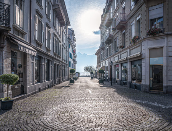 Une rue dans la ville de Vevey Prospérité & Sécurité